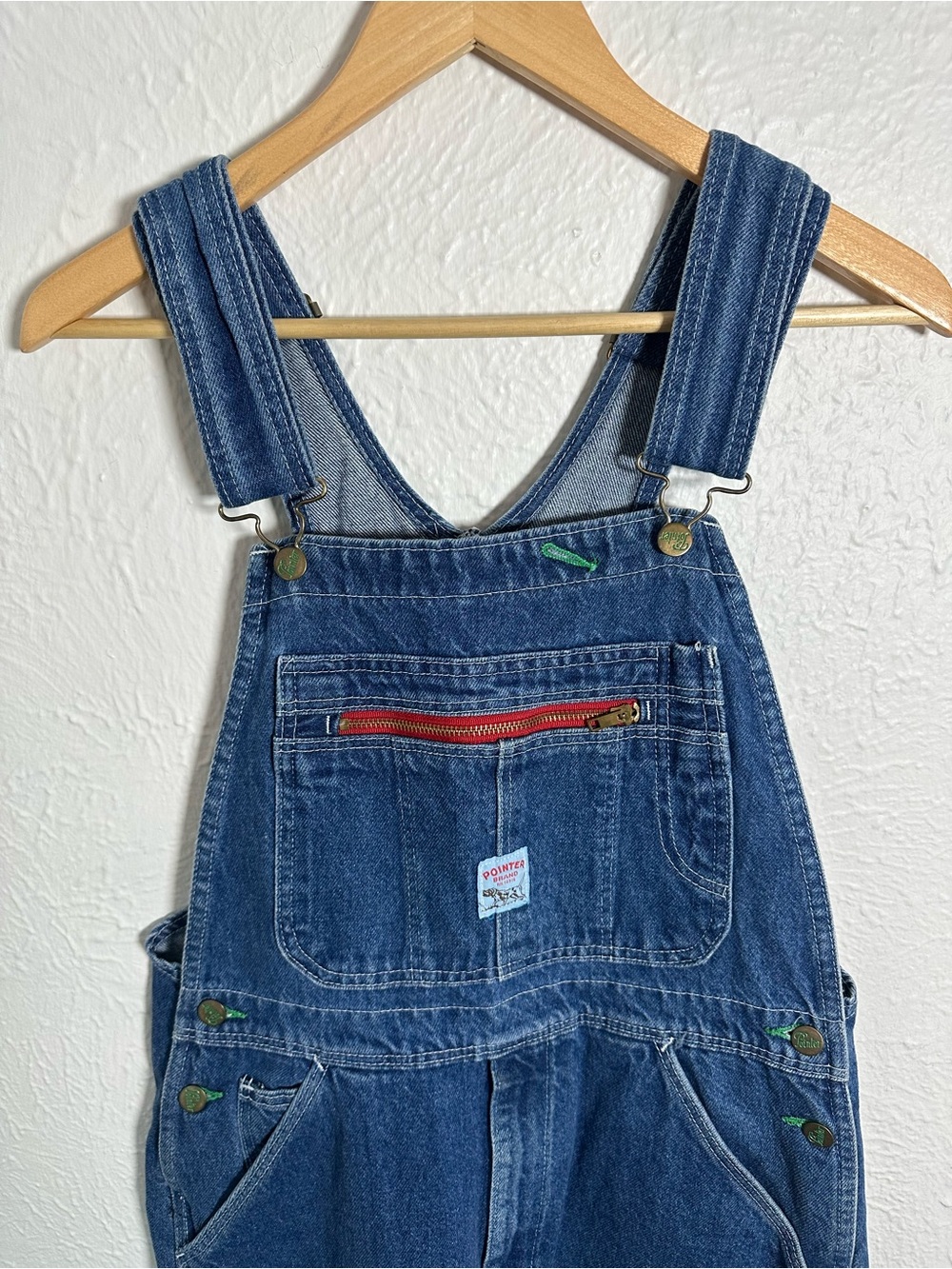 Vintage Pointer Brand Denim Overalls Womens W34 Long Blue Jean Bib Overalls USA - Picture 2 of 7